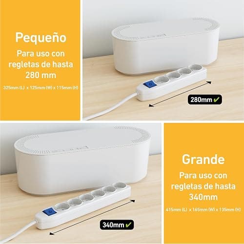 D-Line EU/CTULGEW/SW Caja Organizadora de Cables, fabricada en ABS resistente a la electricidad, Caja para guardar, ocultar y organizar cables de manera eficiente - Grande, Blanco thumbnail 5