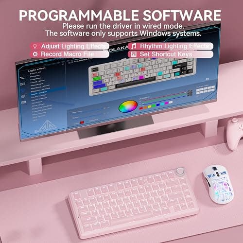 SOLAKAKA A75 Wireless Gaming Keyboard with Multifunction Knob, BT5.0/2.4GHz/USB-C, 75% Mechanical Keyboard, Hot-Swappable, Gasket Creamy Keyboard with RGB Backlit, Crystal Keycaps, for PC/Mac/PC thumbnail 9