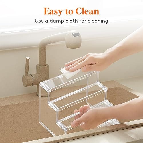 Lifewit 4 Tier Clear Display Riser Stand, Tool-free Assembly, Plastic Organizers for Figures, Cupcake, Perfume, Dessert, Desktop Display Stand for Organize and Decoration, 9 Inch, 1-Pack - 9inch,1 pack thumbnail 6