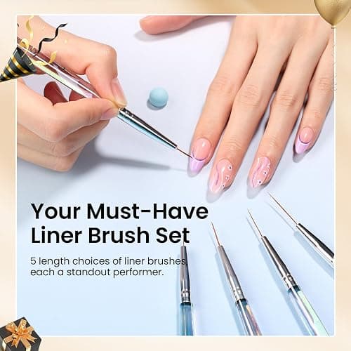 Beetles Nail Art Brushes 25pcs - Confetti Pens Daul Ended Dotting Tools & 5pcs Nail Art Liner Brushes Set Painting thumbnail 7