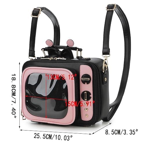 fancybag Women TV Shape Ita Bag Pink Television Shoulder Bag Design Ita Backpack Unique female Clear Window Anime Pins Display Crossbody Bag thumbnail 3