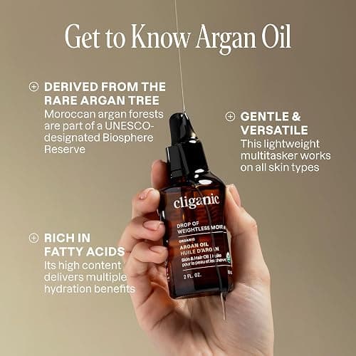Cliganic Organic Argan Oil, 100% Pure | for Hair, Face & Skin | Natural Cold Pressed Carrier Oil, Imported from Morocco thumbnail 5