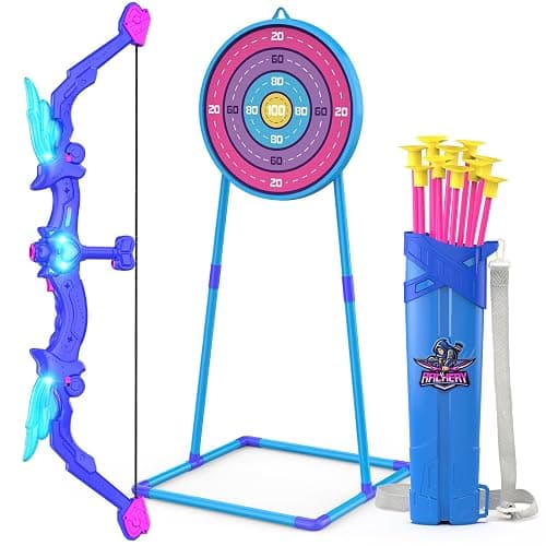 Kids Bow and Arrow Toy, Angel Light Up Archery Set W/ 10 Suction Cup Arrows, Targets & Quiver, Outdoor/Indoor Games for Kids Ages 4-7 8-12, Birthday Gifts for 4 5 6 7 8 9 10 11 12 Year Old Boys Girls - Image 1