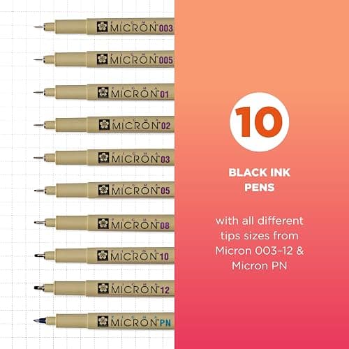 SAKURA Pigma Micron Black Ink Multi-tip Set, 10 Pack thumbnail 2