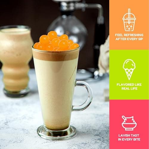 Fanale Passion Fruit Popping Boba Pearls, Vegan, Non GMO, Gluten Free, Fat Free, Perfect for Bubble Tea, Smoothies, Ice Cream, Desserts, and Beverages. thumbnail 8