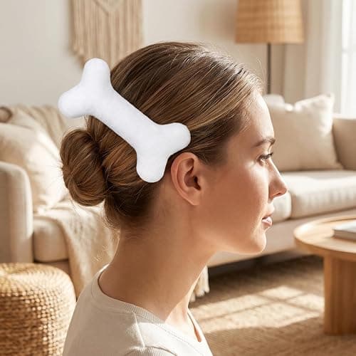 Obavioy 2PC Bone Clips for Hair or Shoes DIY White Plush 5Inch | Plush Fabric, Halloween Costume Accessories, Shoe Decorations, Y2K Streetwear Style thumbnail 5