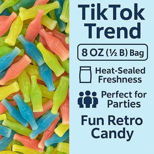 Wax Bottle Candy, 8 OZ Bag (½ LB), Retro Nostalgic Candies with Fruity Liquid Center, TikTok Trend Snack, Assorted Colors and Flavors, Heat Sealed for Freshness, Perfect for Parties and Gifts thumbnail 7
