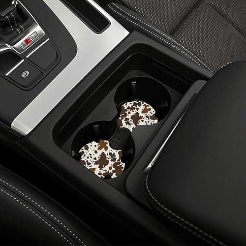 Brown Western Cow Print Steering Wheel Cover for Women Men with 2 Pcs Car Coasters, 15 Inches Neoprene Anti-Slip Cute Universal Car Accessories Protective Cover for Vehicle thumbnail 7