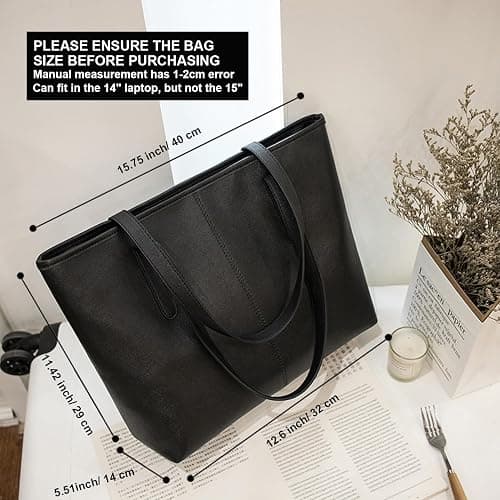 FITDON Tote 🤍Bag with Zip for Women, PU Leather Top Handle Handbags Ladies Shoulder Bag for Work School Travel Shopping thumbnail 8