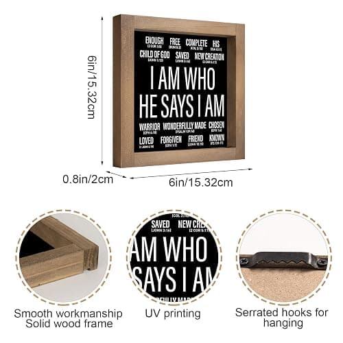 pechpell Christian Office Decor for Women Men, 6 In Wooden Bible Verses Inspirational Sign, Rustic Scripture Art Desk Prayer Room Baptism Table Kitchen Bathroom Motivational Religious Home Decorations thumbnail 3