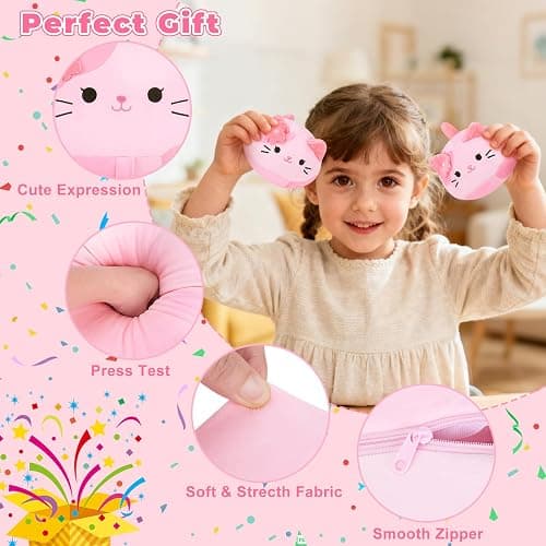 5 PCS Pink Sakura Cat Plush Stuffed Animal Family-19" Soft Pink Sakura Cat Plush, Large Mommy Plushies with 4 Baby Kittens Plushies, Kawaii Plush Toy Christmas Birthday Gifts for Kids Boys Girls thumbnail 6