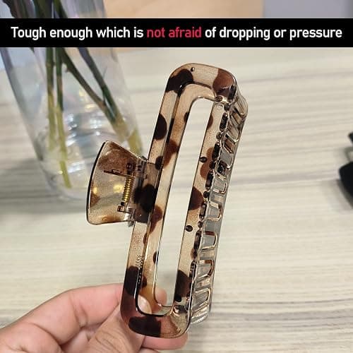 Nalodu Hair Claw Clips 5 Inch Unbreakable Square Rectangle Clip Clamp Neutral Colors for Thick Curly Long Hair Women - 2 Pack thumbnail 3