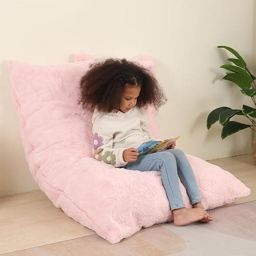 MOMCAYWEX 3-in-1 Kids Bean Bag Chair, Gaint Pillow Mattress for Kids, 35" x 50" x 10", Pink - Image 1