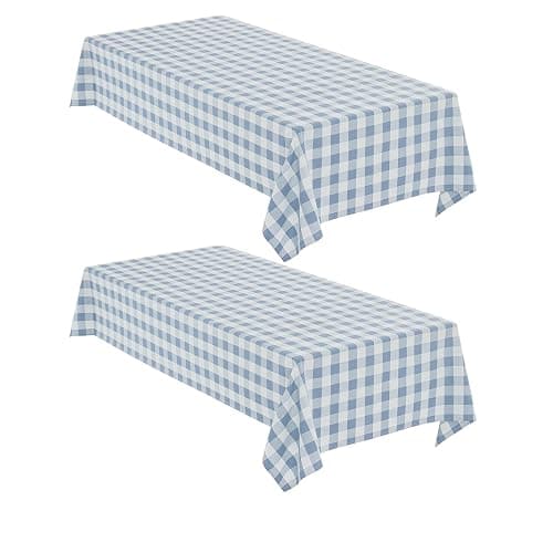 Maymiss 2 Pack Gingham Tablecloth Rectangle Checkered Tablecloth Washable | Water Resistant & Wrinkle Free Rectangle Tablecloth, Washable Tablecloth for Dining, Parties & Outdoor (Light Blue,52"×70") - Image 1