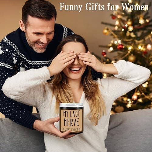 Homsolver Gifts for Women, Funny Friendship Gift for Best Friend - My Last Nerve Lavender Candle - Birthday Christmas Unique White Elephant Stocking Stuffers Gifts for Adults, Women, Her, BFF, Sister thumbnail 7
