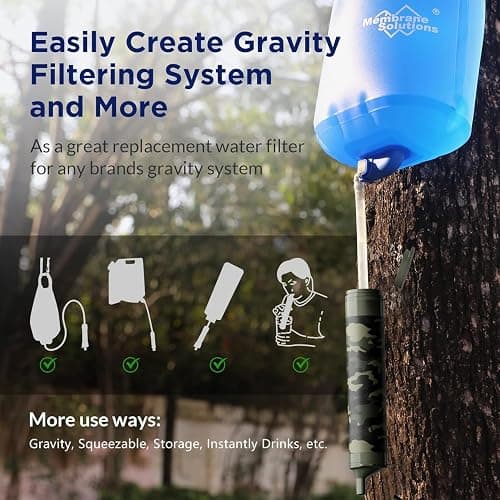 Membrane Solutions Personal Water Filter Straw S1 | NSF/ANSI 42 372 401 Certified, 1320 Gal Capacity, 0.1 Micron, Fits 28mm Bottle, BPA-Free, Survival Emergency Hiking Camping thumbnail 4