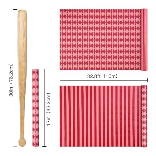 RUSPEPA Reversible Wrapping Paper Roll for Girls, Mini Roll, Red and Pink Stripes and Diamond Pattern, Holiday Gift Wrap for Christmas, Valentine's Day, Merry Market Gifts, 17 Inches x 16.4 Feet thumbnail 7