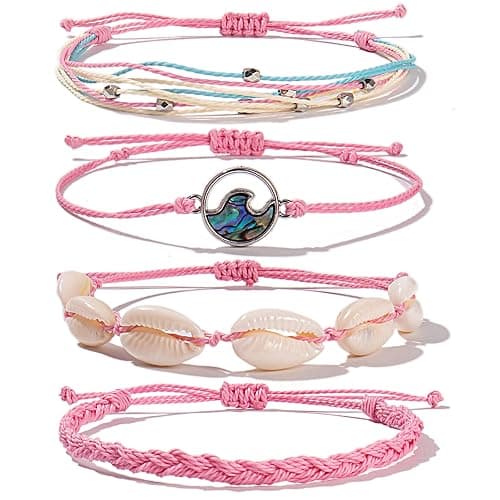 Boho Wave Shell Beaded String Bracelets Cute Braided Summer Beach Jewelry | Adjustable Stackable Friendship Gifts Abalone Cowrie Waterproof Thread Plus Size Layered Surfer Accessories for Women - Image 1