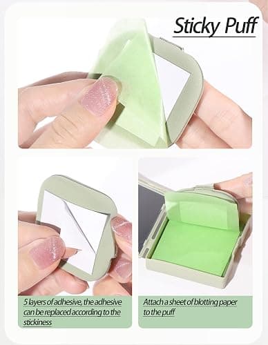 Oil Blotting Paper - 300 Sheets w/Mirror, Puff & Refills, Absorbs Excess Face Oil, Controls Shine, Gentle for Makeup Use thumbnail 5