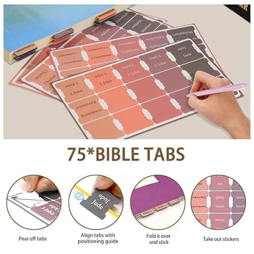 Bible Cover for Women Bible Case, Large Bible Bag, Bible Study Supplies Bible Journaling Kit Book Carrying Case with Bible Highlighters Tabs, Valentines Day Christian Gifts for Women (Black) thumbnail 6