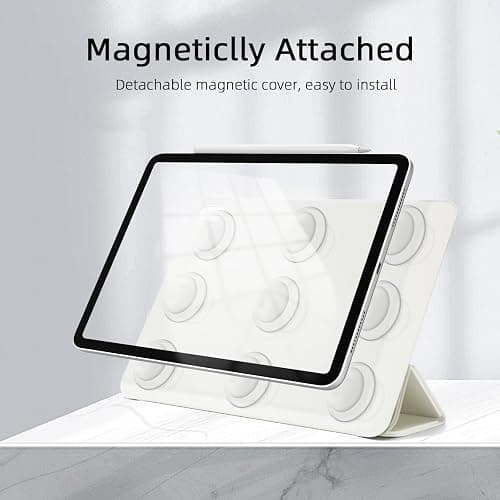 Dwopar for iPad Pro 11 inch M5/M4 Case (6th/5th Generation, 2025/2024), Auto Sleep/Wake and Magnetic Closure, Slim Trifold Stand Case, PU Leather Cover,Support Apple Pencil Pro, White thumbnail 6