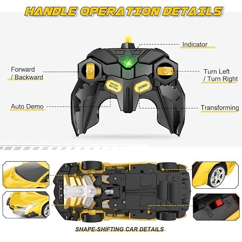 Britik Transform Remote Control Car Toy for Kids 4 5 6 7 8, Remote Control Car for Boys 4-7, Transform Cars for Boys 4-6, Toy Car 5 Year Old Boy, Toys for 3 4 5 6 7 8 9 10 11 12 Years Old Boy thumbnail 9