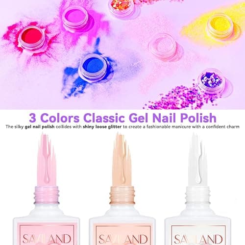 Saviland Acrylic Nail Kit with Drill – Nail Kit Acrylic Set for Nails Extension with Brush Gel Polish Builder Nail Gel Portable U V Light for Home DIY thumbnail 4