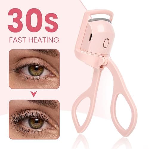 Electric Heated Eyelash Curler for Women – USB Rechargeable Heated Lash Curler with Quick Heat-Up, Multi-Temp Settings, 24H Natural Curl, Anti-Scald Silicone, Portable Makeup Tool, Pink thumbnail 3