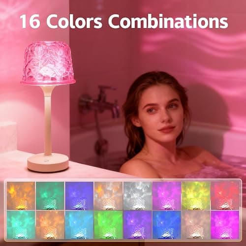 Peledic Waterproof Shower Lamp, Spa-Like Bathroom Light, Rechargeable Cordless Lamp with Touch & Remote Control, 16 Color Ocean Wave Projector, Shower Light for Inside Shower & Bathtub thumbnail 3