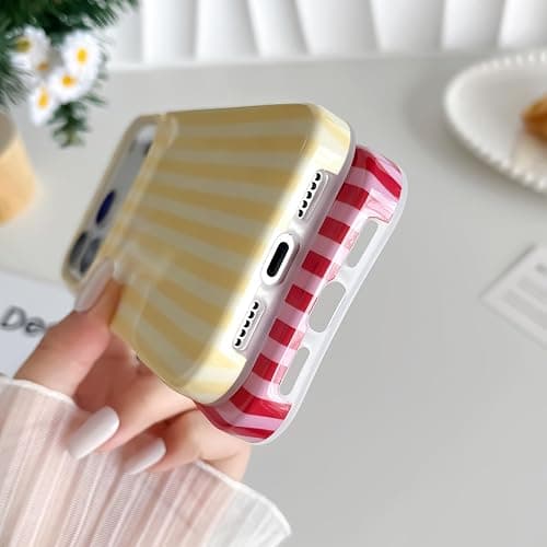 SmoBea for iPhone 17 Pro Case Cute Striped Phone Case Soft TPU Slim Shockproof Phone Cover for Women Girls Beautiful and Stylish, Red and Pink thumbnail 5