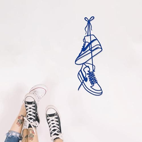 Fcimu Metal Sneaker Wall Decor, Unique Teen Room Decor, Metal Wall Art, Room Decor for Boy & Girl Bedroom, Wall Chart for Sneaker Lovers, Graduation gifts, 15 * 5.3 inch, Blue - Blue thumbnail 2