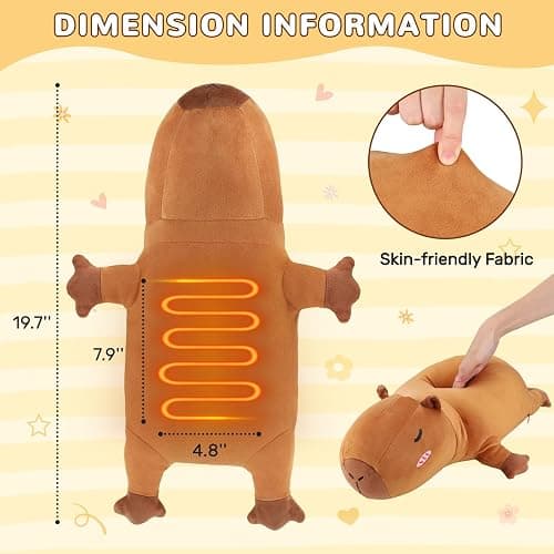 Capybara Heating Pad for Period Cramps Menstrual Pain Relief, Portable Electric Heat Pads USB Powered, Cute Capybara Plush Stuffed Animals Gifts, Funny Gift for Women Teen Girls Birthday Christmas thumbnail 2