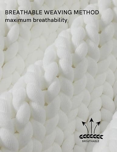 YnM Chunky Throw Blanket, Medium-Weight, Hand Knitted, Skin Friendly, Ventilated and Breathable, Machine Washable, Home Décor Piece for Couch, Sofa and Bed (White, 40x50 Inch) thumbnail 5