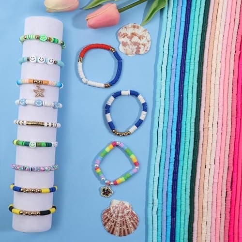 Yochus 4000pcs White Clay Beads for Bracelets, 6mm Heishi Beads Friendship Bracelets Jewelry Making Kit for Jewelry Making，Bracelet，Earring，Gifts, Small thumbnail 8