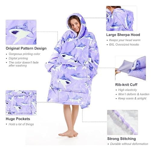 Narecte Cozy Oversized Blanket Hoodie Wearable Blanket Adults Soft Hooded Blanket Hoodie Birthday Gifts for Women Christmas thumbnail 3