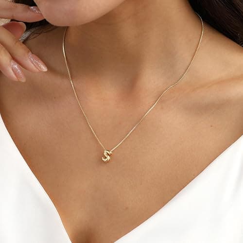 Lisitine Bubble Initial Necklaces Dainty Letter Necklace Cute Name Choker Necklaces for Women Trendy Personalized Pendant Jewelry Gift for Women thumbnail 8