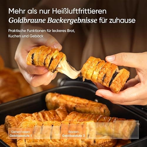 Cosori Turboblaze Airfryer Heißluftfritteuse, 9-in-1 Air Fryer XXL 6L, leiser DC Motor mit 5 Geschwindigkeitsstufen, Grillen, Backen, Gären, Dehydrieren, Tiefkühlen, 87 Rezepte, 64% energiesparend thumbnail 4