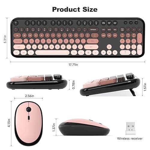 Atelus Wireless Keyboard and Mouse Combo, Typewriter Full Size Retro Keyboard with Number Pad, Ergonomic Design for Windows 7 8 10 11 PC Laptop Desktop, Home and Office Use thumbnail 7
