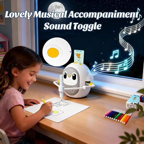 GMYGBY Drawing Robot for Kids, Montessori Learning Drawing Machine with 200 Cards, Smart Educational Painting Toy for 3 4 5 6 7 8 Year Old Boys Girls Birthday Party Gift- (Penguin) thumbnail 5