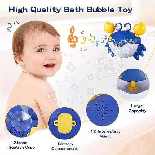 Jiosdo Badewannenspielzeug, Krabbe Badespielzeug Bubble Mit Musik, Badespielzeug Baby, Badewanne Spielzeug Wasserspielzeug Kinder, Geschenke für Jungen und Mädchen (blau) thumbnail 6
