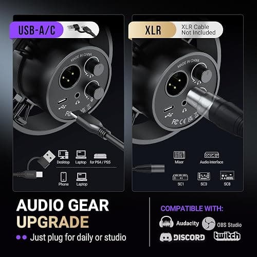 FIFINE K688 Podcast Microphone Kit, USB/XLR Dynamic Microphone with Boom Arm for PC/XLR Mixer, Gaming Mic with Mute Button, Headphone Jack for Vocal, Voice-Over, Streaming, Music Recording -K688CT thumbnail 5