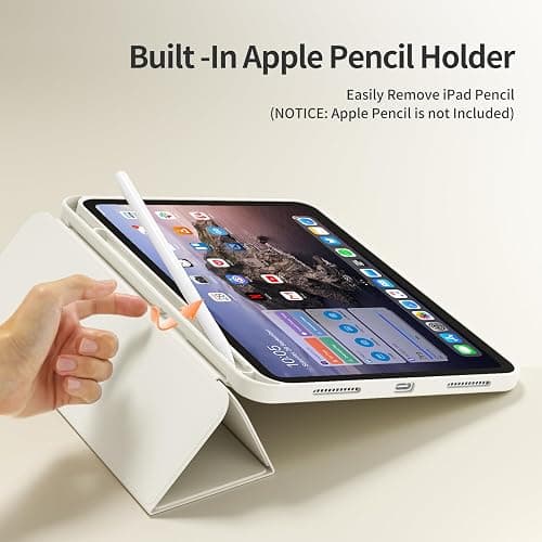 kenke Case for iPad (A16) 11 Inch 2025, iPad 10th Generation 10.9 Inch 2022, Slim Trifold Stand Case with Pencil Holder, Soft TPU Smart Back Cover, Auto Sleep/Wake, Cream White thumbnail 6