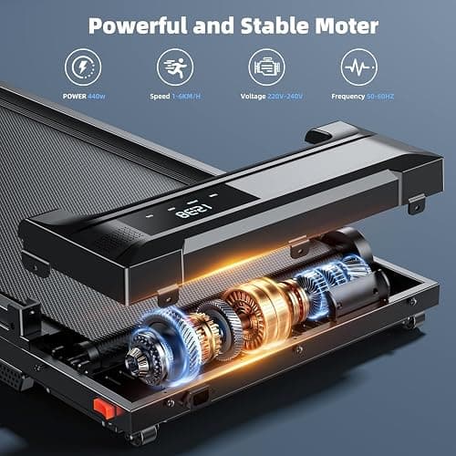 Walking Pad Treadmill for Home - Folding Treadmills with Handle Bar Portable Compact Fold up Indoor Foldable Handles Electric Walk Pads Small Spaces Mini Running Quiet Under Bed Office thumbnail 2