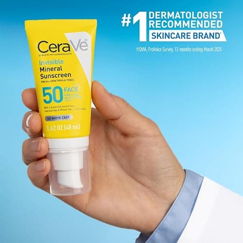 CeraVe Invisible Mineral Sunscreen SPF 50, Face Sunscreen for Sensitive Skin With Zinc Oxide & Titanium Dioxide, Vitamin E + Niacinamide + Ceramides, Oil Free, Travel Size 1.62 oz thumbnail 8