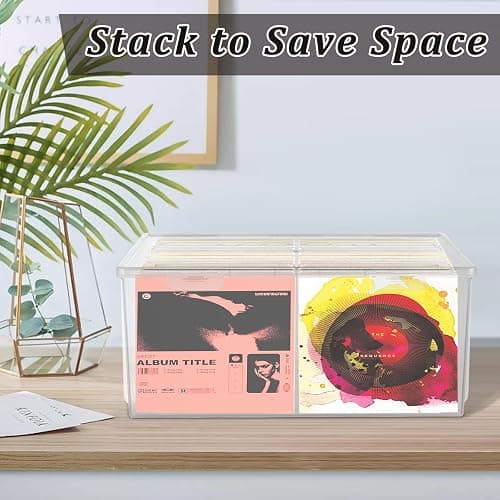 Stackable Clear Plastic CD Organizer,11.9"x 8.5"CD Storage Box, Clear CD Holder Case with Lids Store 40+ CDs, Storage Container Shelf Organizer Bin for DVDs,Video Games, Blu-ray, Books, Home, Office thumbnail 5