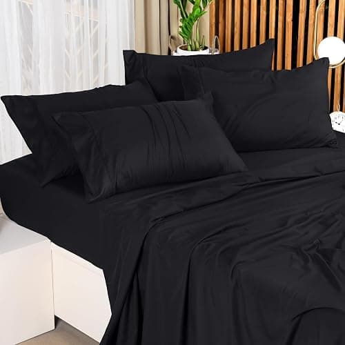 Utopia Bedding Queen Sheet Set – 4 Piece Bed Sheets for Queen Size Bed, Soft and Breathable Microfiber, Includes 1 Fitted Sheet, 1 Flat Sheet and 2 Pillowcases (Black) thumbnail 2
