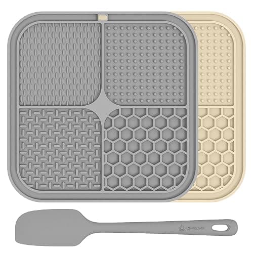 ChefAide 2 Pack Lick Mat for Dogs, Cats & Puppies with Suction Cups | 8.5×8.5 inch, Dog Anxiety Relief, Slow Feeder Dog Bowls, Ideal for Bathing, Grooming and Training, Relieves Boredom - Image 1