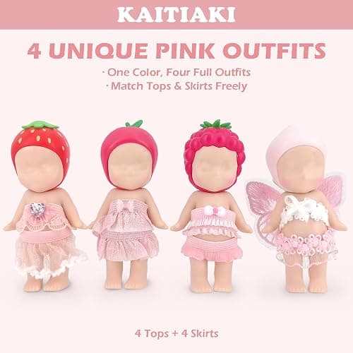 4 Sets Doll Clothes for Sonny Angel, fit for 3 Inch Collectible Dolls for Adult Collectors, Includes Tops and Skirts for Display and Decoration (Cherry Blossom Angel Style) thumbnail 6