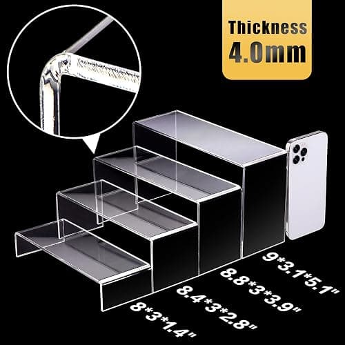 Anglelife Large Acrylic Risers, 8 Pcs 2 Set (7”L~8”L~9”L) Rectangular Stands Shelf Clear for Decor, Clear Display Risers Cake Shelves Retail Shoe Showcase thumbnail 3