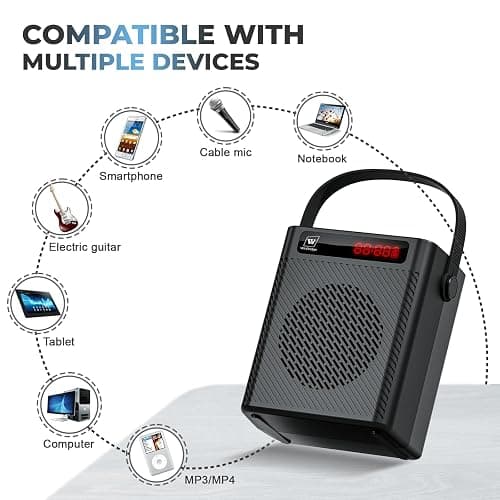 Voice Amplifier Wireless Microphone/Handheld Mic- 40W Portable Microphone and Speaker Wireless karaoke System, Bluetooth Speaker with Mics Personal Pa System, 4 Sound Effects for Teachers Speaking S95 thumbnail 6